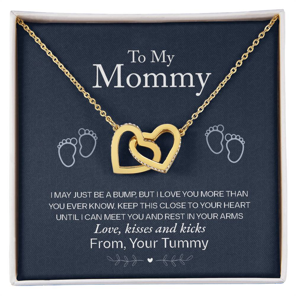 New Mom Interlocking Hearts Necklace | CZ Crystal | Baby Pregnancy Gift
