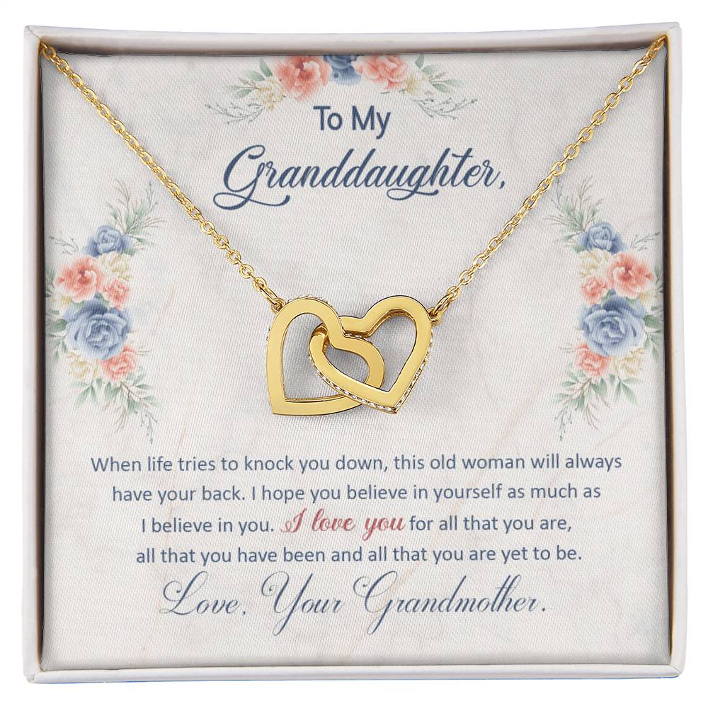 "I've Got Your Back" Necklace for Granddaughter | CZ Crystal Love Knot Gift