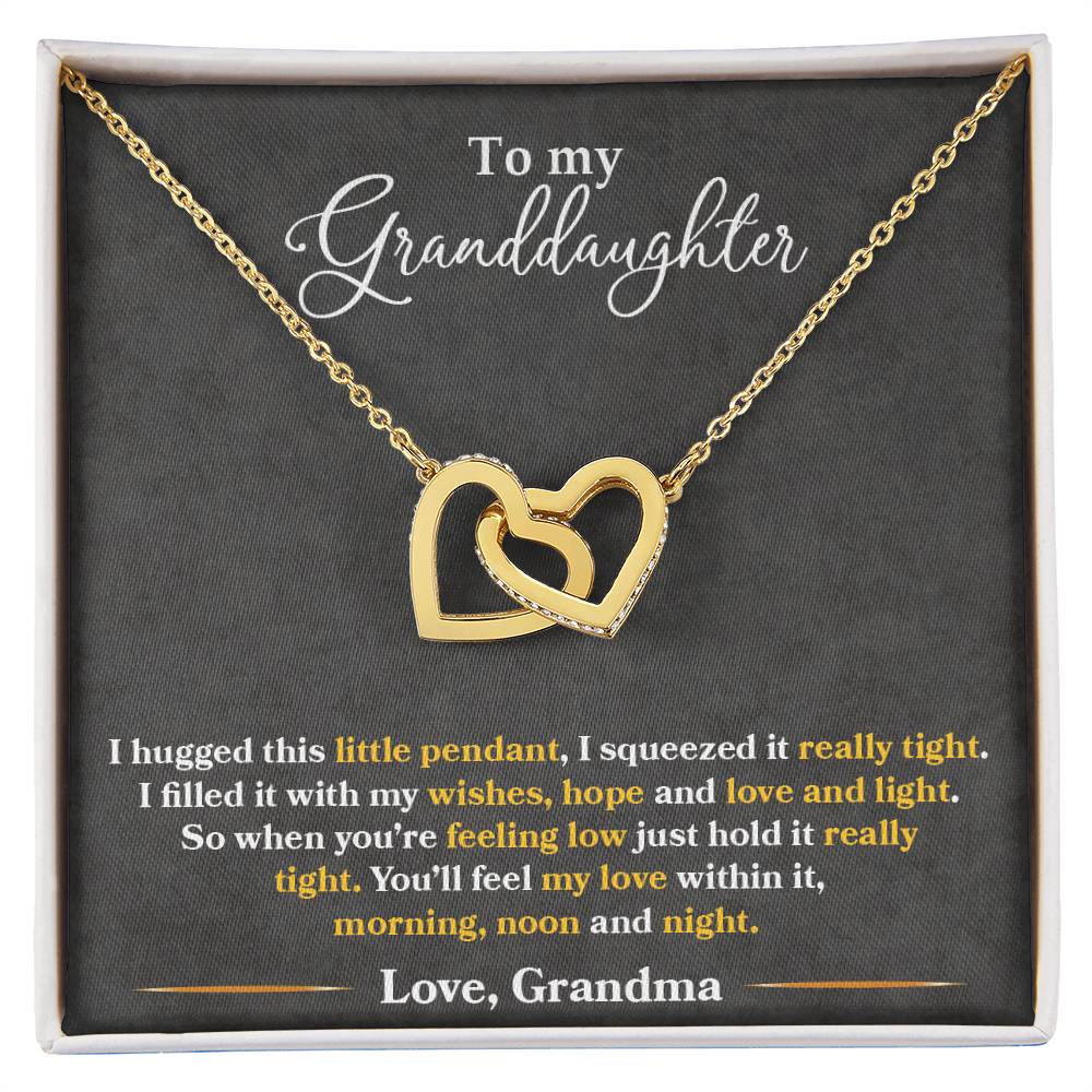 "Feel My Love" Necklace for Granddaughter | CZ Crystal Interlocking Hearts Keepsake