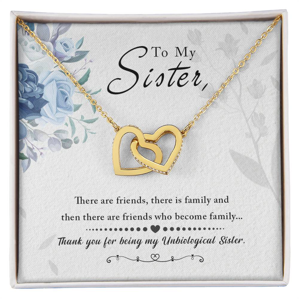 Sister Interlocking Hearts Necklace | CZ Crystal | Thank You Gift for Sister