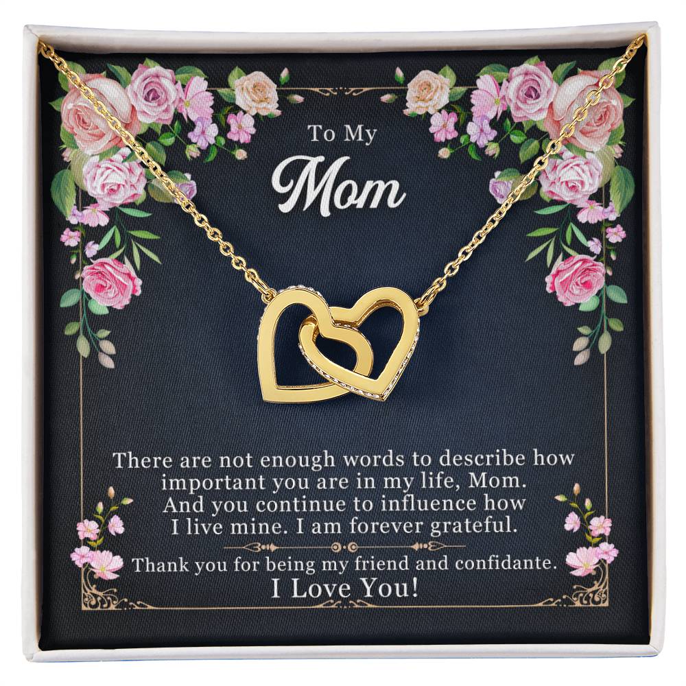 Mom Interlocking Hearts Necklace | CZ Crystal | Thank You Gift from Child