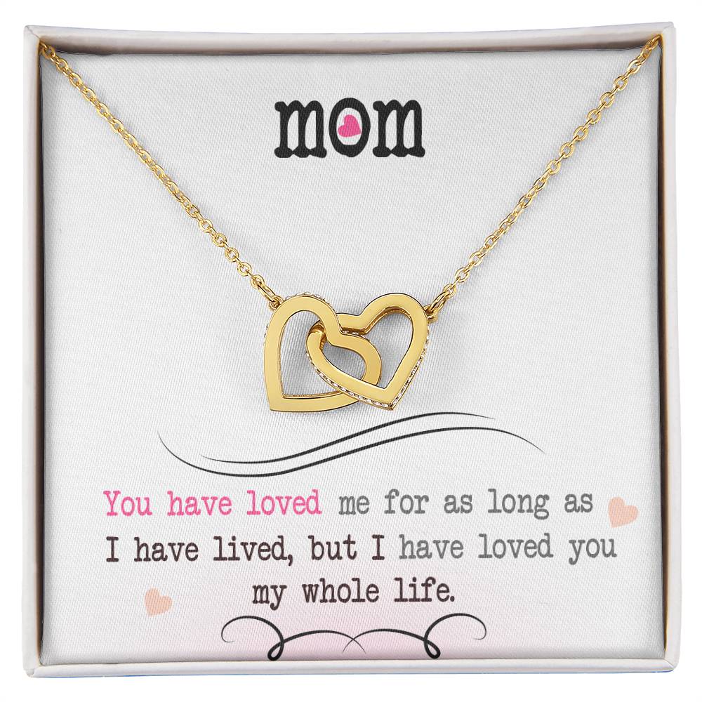 Mom Interlocking Hearts Necklace | CZ Crystal | Lifelong Love Gift from Child