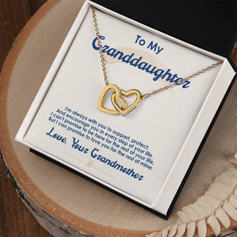 Granddaughter Interlocking Hearts Necklace | CZ Crystal Pendant | Sentimental Gift