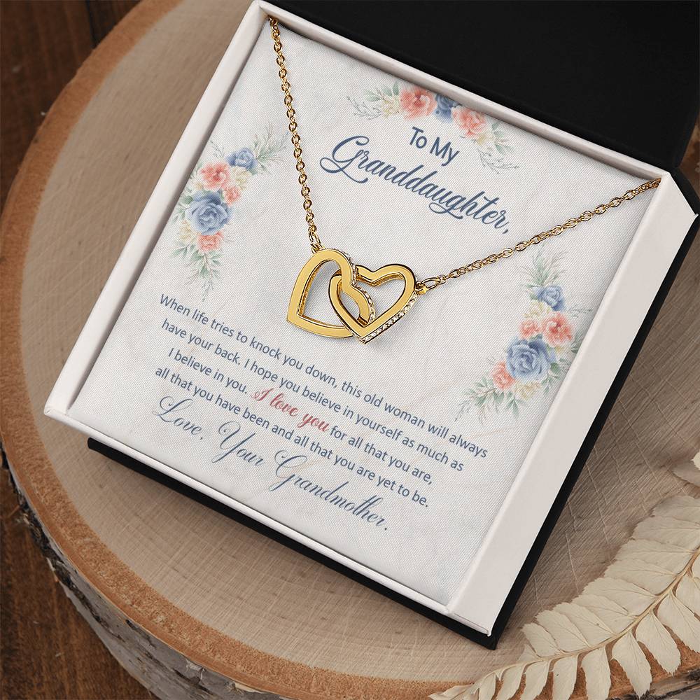 "I've Got Your Back" Necklace for Granddaughter | CZ Crystal Love Knot Gift