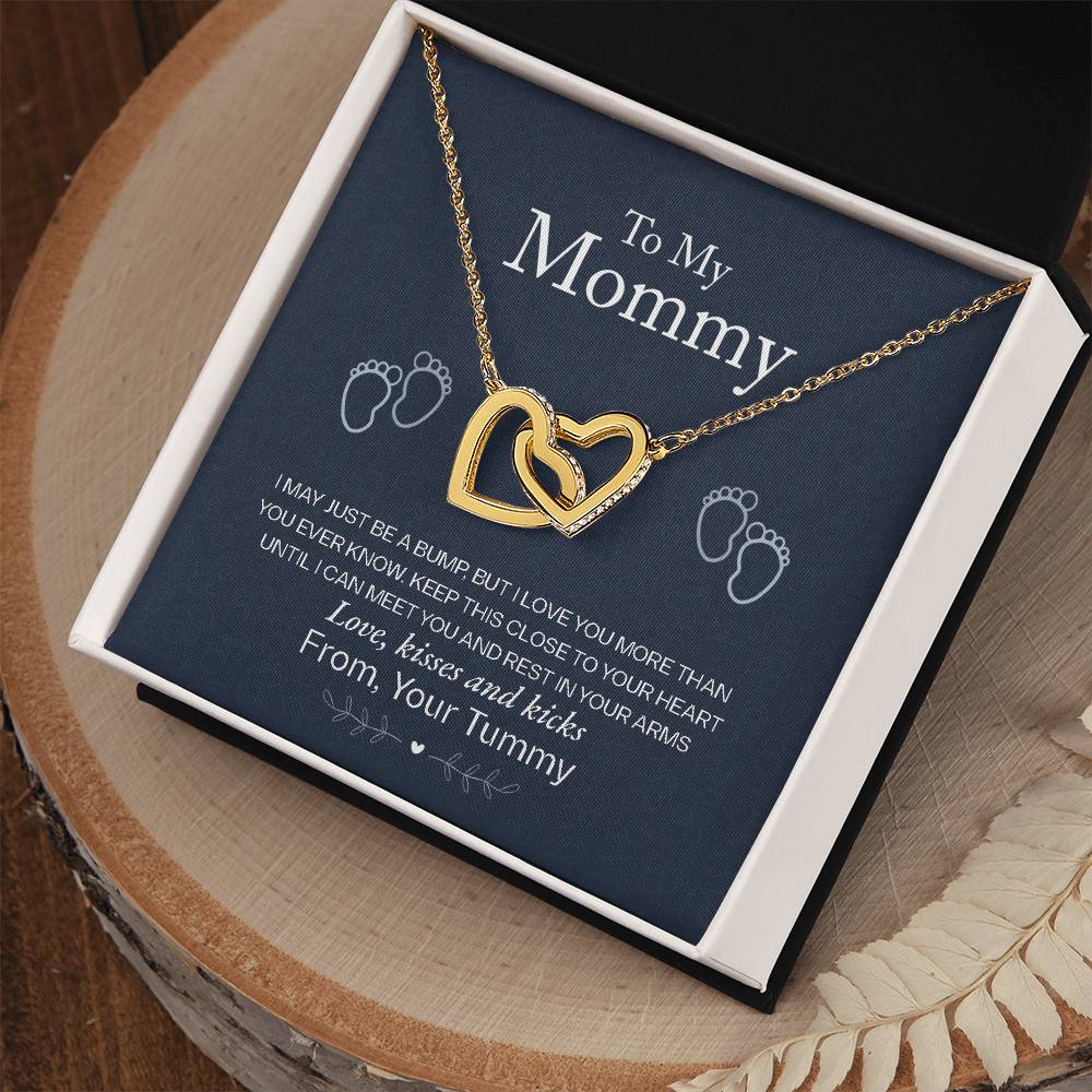New Mom Interlocking Hearts Necklace | CZ Crystal | Baby Pregnancy Gift
