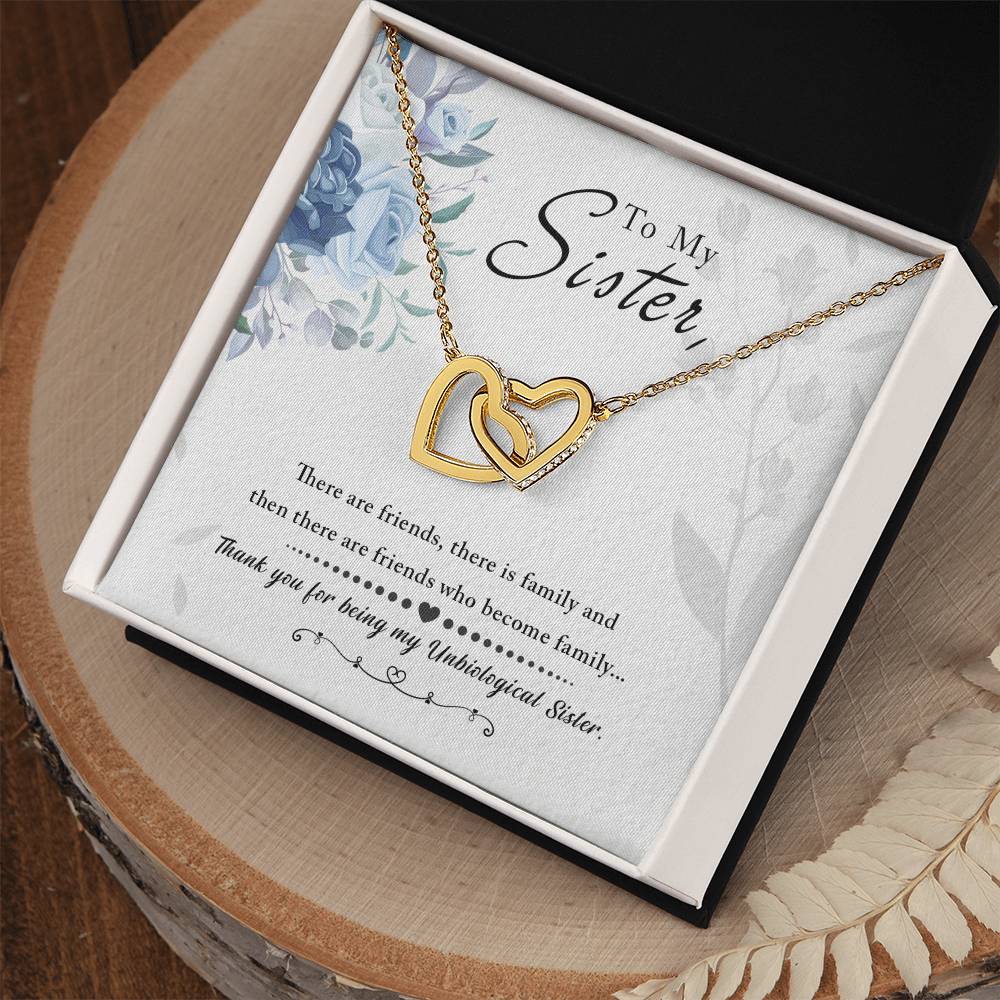 Sister Interlocking Hearts Necklace | CZ Crystal | Thank You Gift for Sister