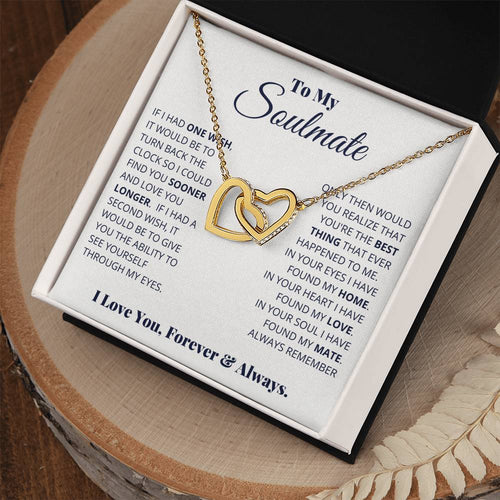 "Forever & Always" Necklace for Your Soulmate | CZ Crystal Interlocking Hearts Gift