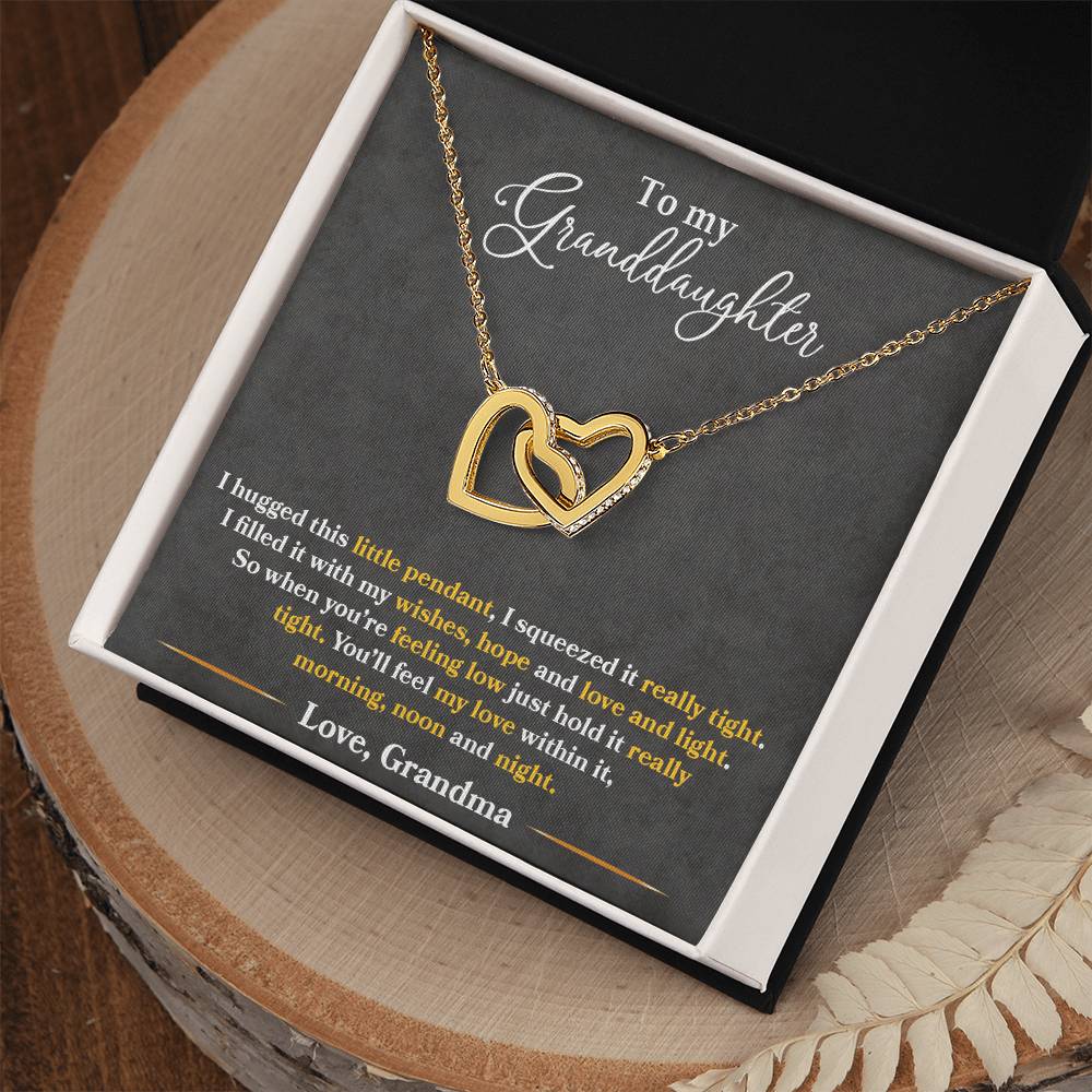 "Feel My Love" Necklace for Granddaughter | CZ Crystal Interlocking Hearts Keepsake