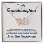 Granddaughter Interlocking Hearts Necklace | CZ Crystal Pendant | Sentimental Gift