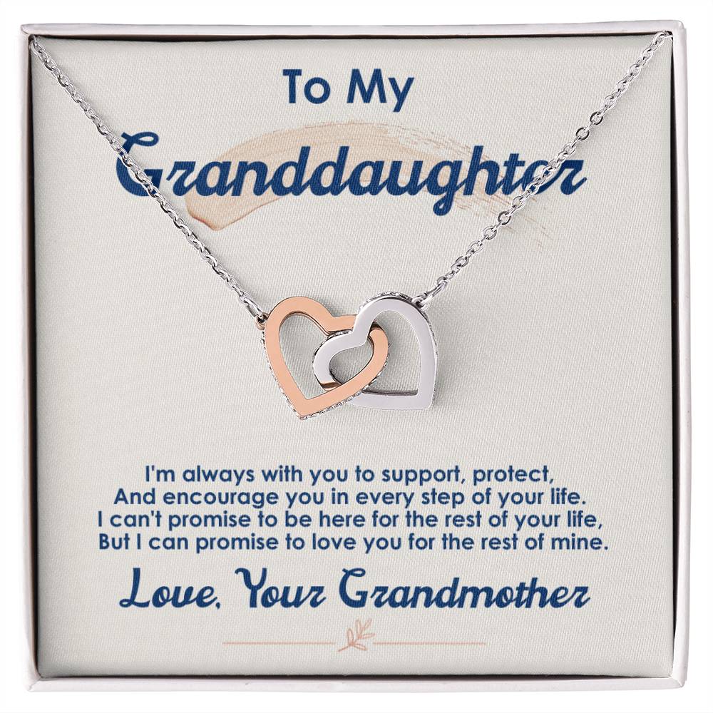 Granddaughter Interlocking Hearts Necklace | CZ Crystal Pendant | Sentimental Gift