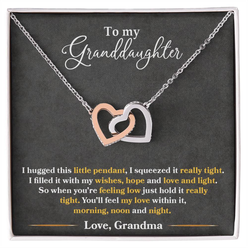 "Feel My Love" Necklace for Granddaughter | CZ Crystal Interlocking Hearts Keepsake