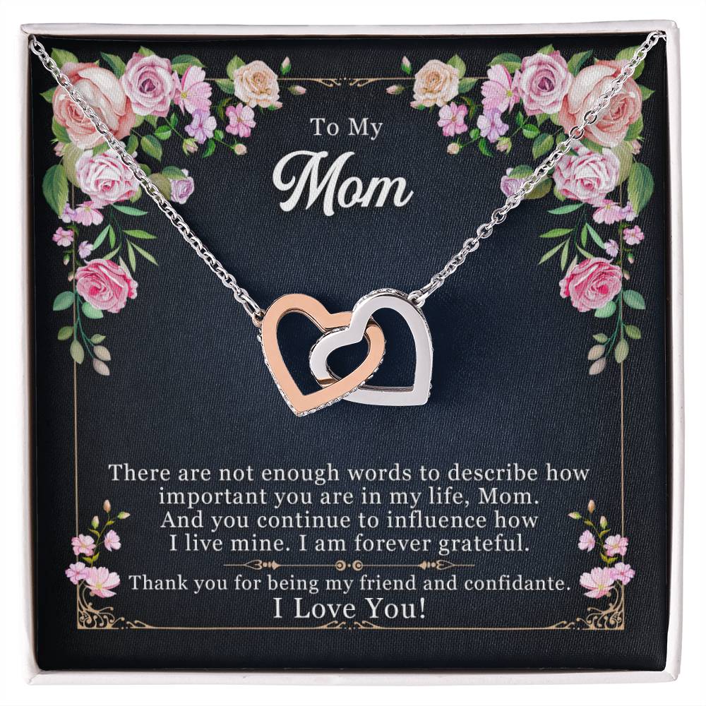 Mom Interlocking Hearts Necklace | CZ Crystal | Thank You Gift from Child