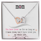 Mom Interlocking Hearts Necklace | CZ Crystal | Lifelong Love Gift from Child