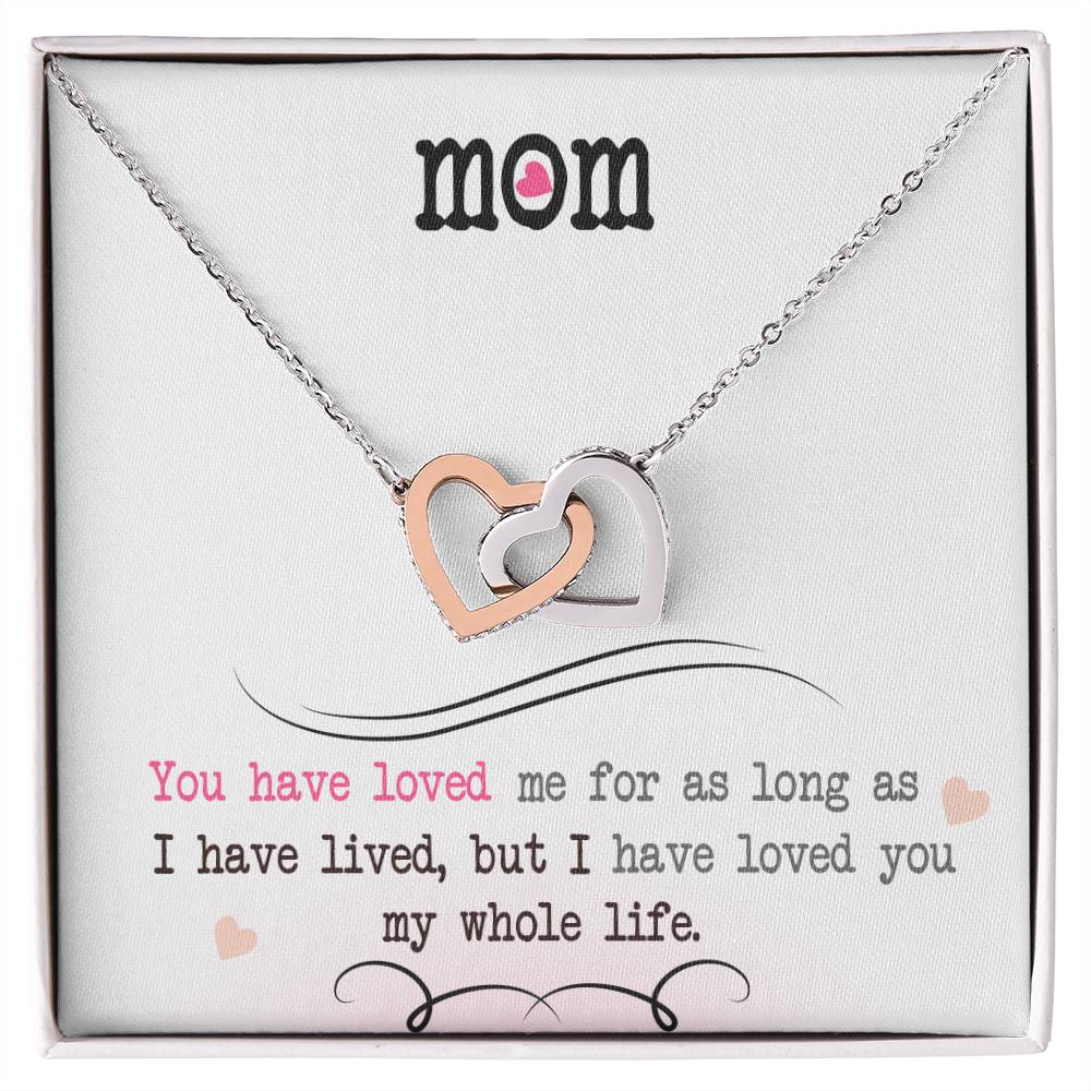 Mom Interlocking Hearts Necklace | CZ Crystal | Lifelong Love Gift from Child