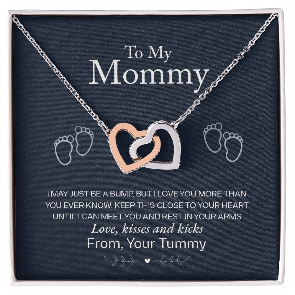 New Mom Interlocking Hearts Necklace | CZ Crystal | Baby Pregnancy Gift