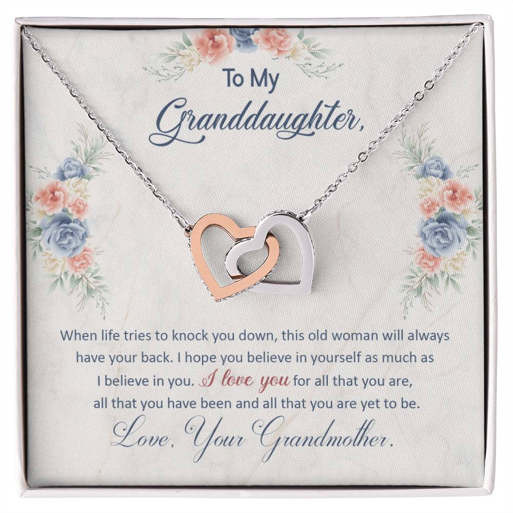 "I've Got Your Back" Necklace for Granddaughter | CZ Crystal Love Knot Gift