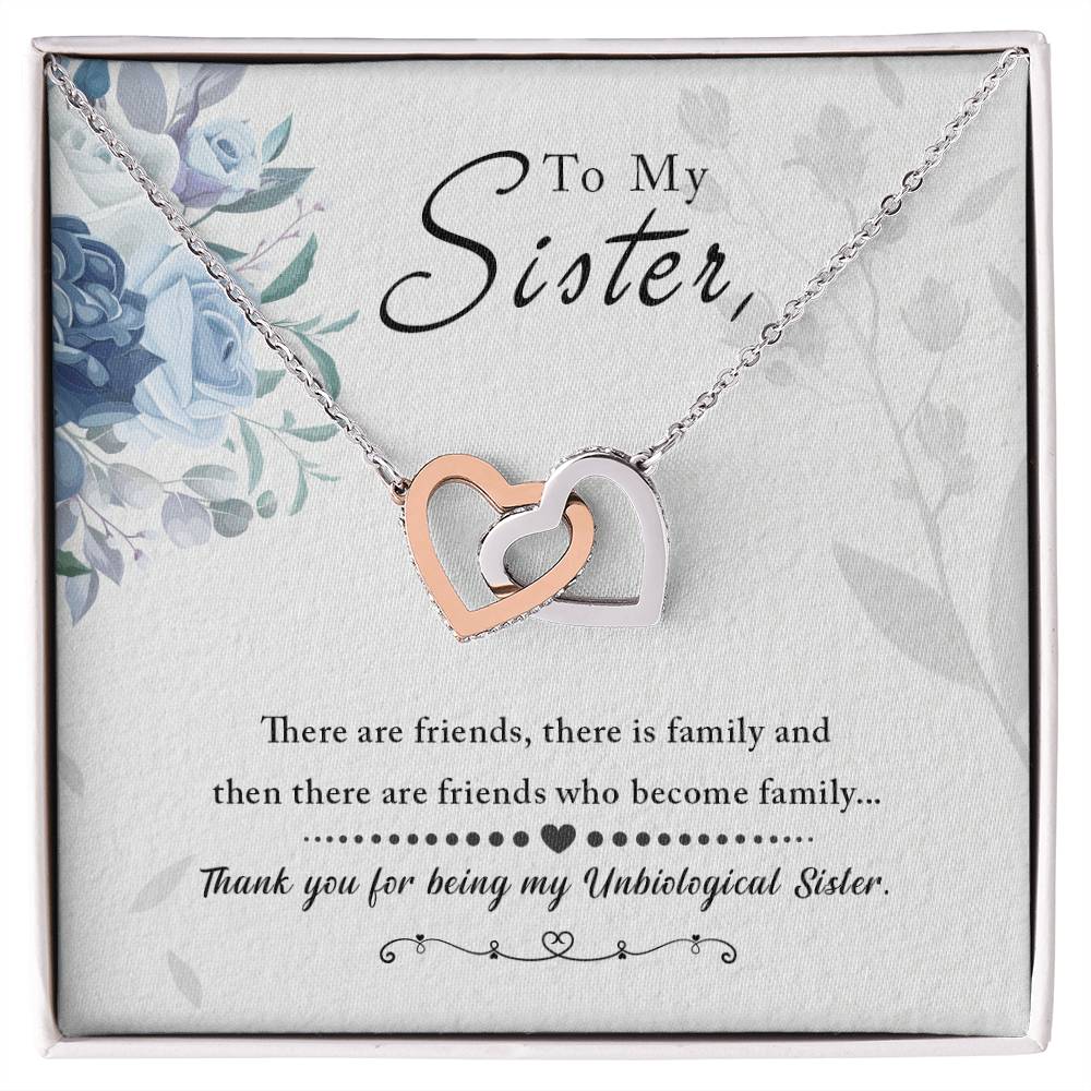 Sister Interlocking Hearts Necklace | CZ Crystal | Thank You Gift for Sister