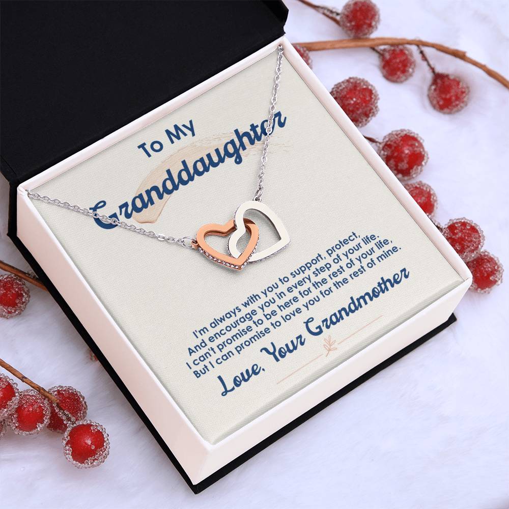 Granddaughter Interlocking Hearts Necklace | CZ Crystal Pendant | Sentimental Gift