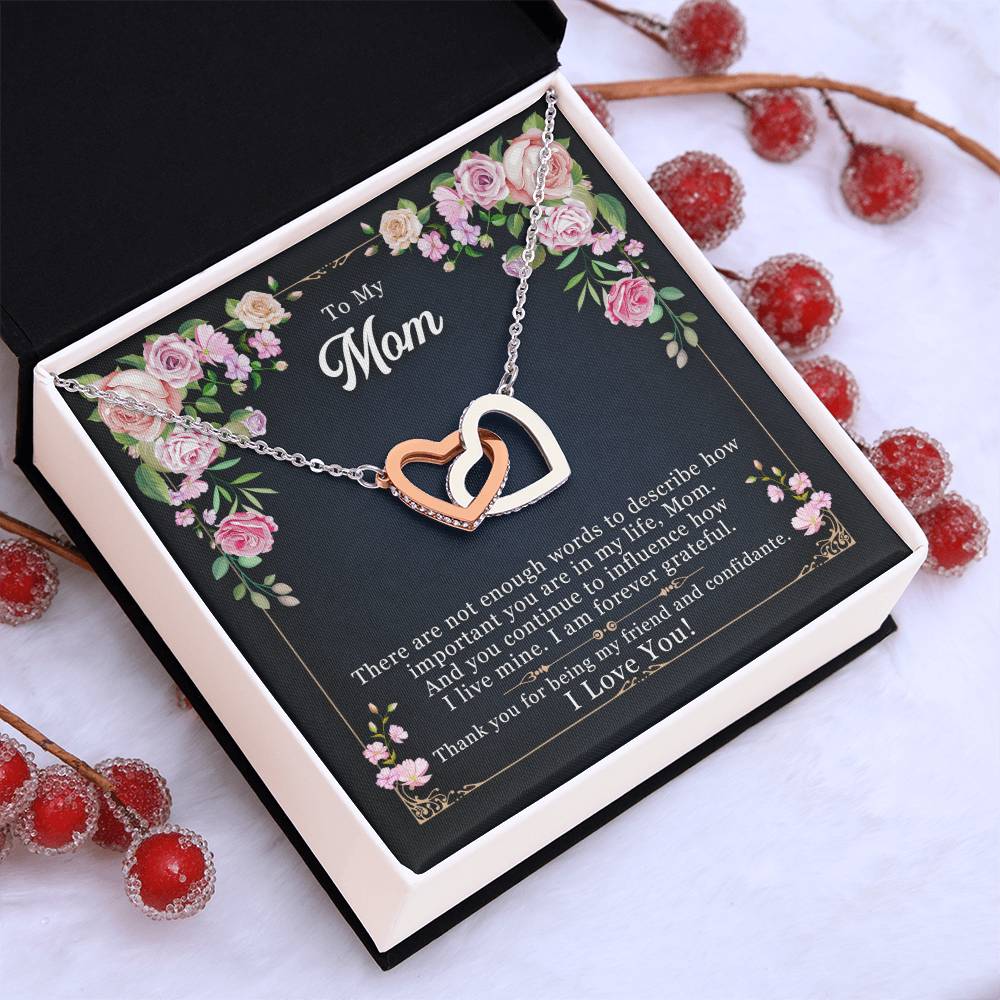 Mom Interlocking Hearts Necklace | CZ Crystal | Thank You Gift from Child