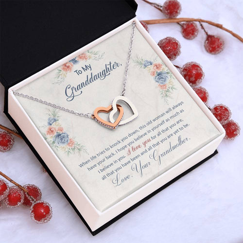 "I've Got Your Back" Necklace for Granddaughter | CZ Crystal Love Knot Gift
