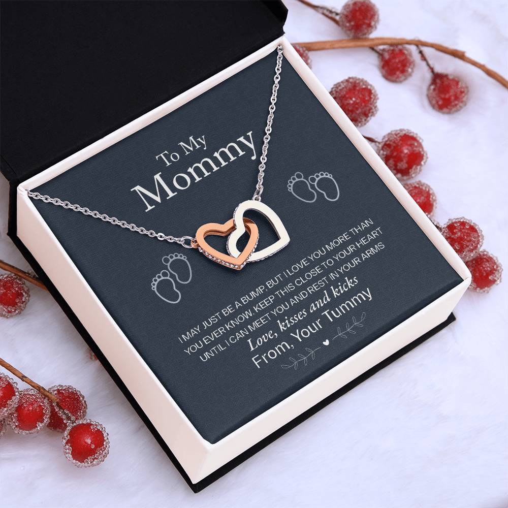 New Mom Interlocking Hearts Necklace | CZ Crystal | Baby Pregnancy Gift
