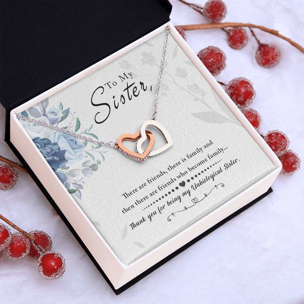 Sister Interlocking Hearts Necklace | CZ Crystal | Thank You Gift for Sister
