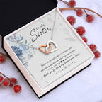 Sister Interlocking Hearts Necklace | CZ Crystal | Thank You Gift for Sister