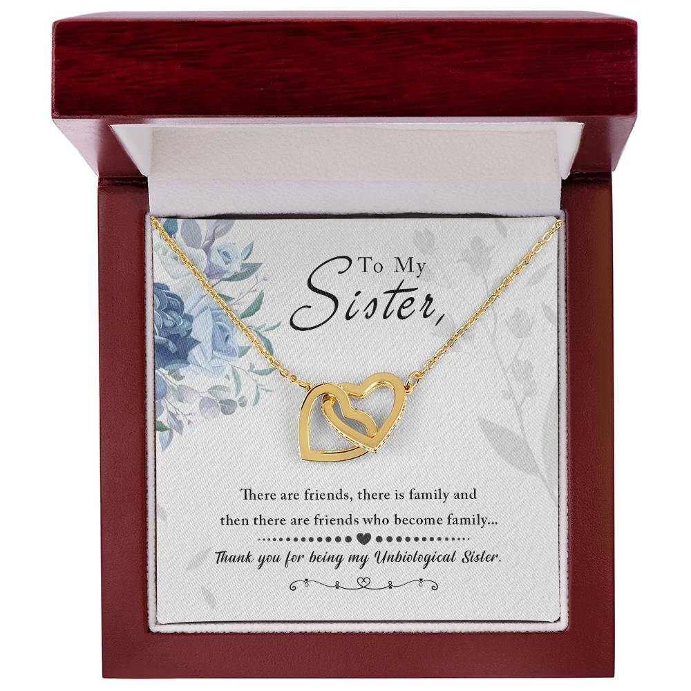 Sister Interlocking Hearts Necklace | CZ Crystal | Thank You Gift for Sister