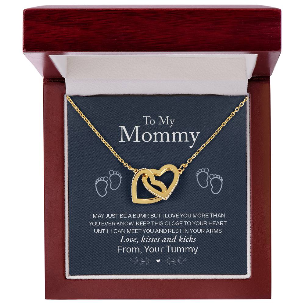 New Mom Interlocking Hearts Necklace | CZ Crystal | Baby Pregnancy Gift