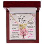 Mom Interlocking Hearts Necklace | CZ Crystal Gold Finish | Appreciation Gift