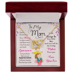 Mom Interlocking Hearts Necklace | CZ Crystal | Son to Mother Gift