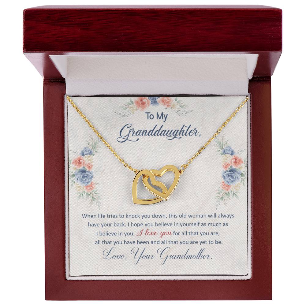 "I've Got Your Back" Necklace for Granddaughter | CZ Crystal Love Knot Gift