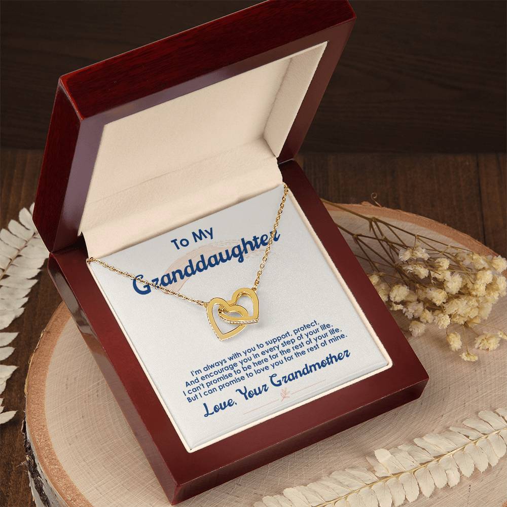 Granddaughter Interlocking Hearts Necklace | CZ Crystal Pendant | Sentimental Gift