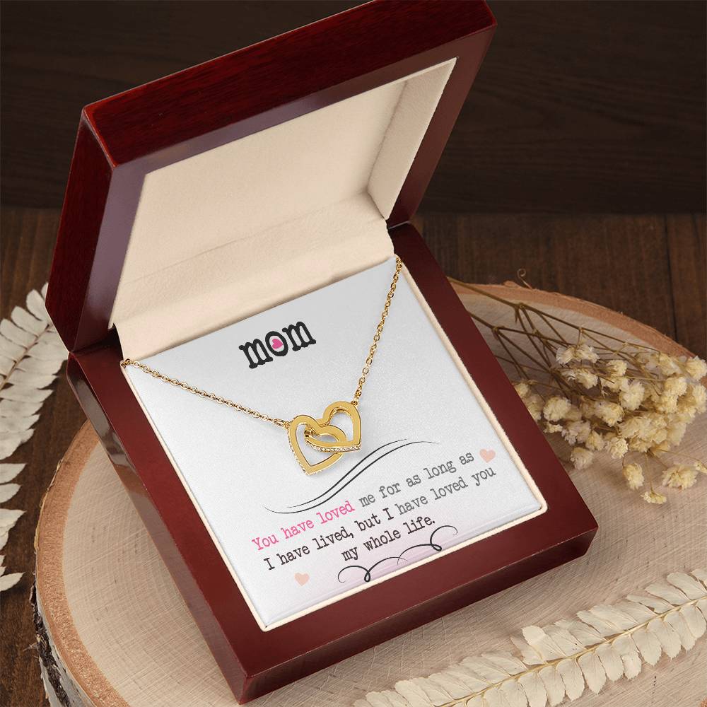 Mom Interlocking Hearts Necklace | CZ Crystal | Lifelong Love Gift from Child