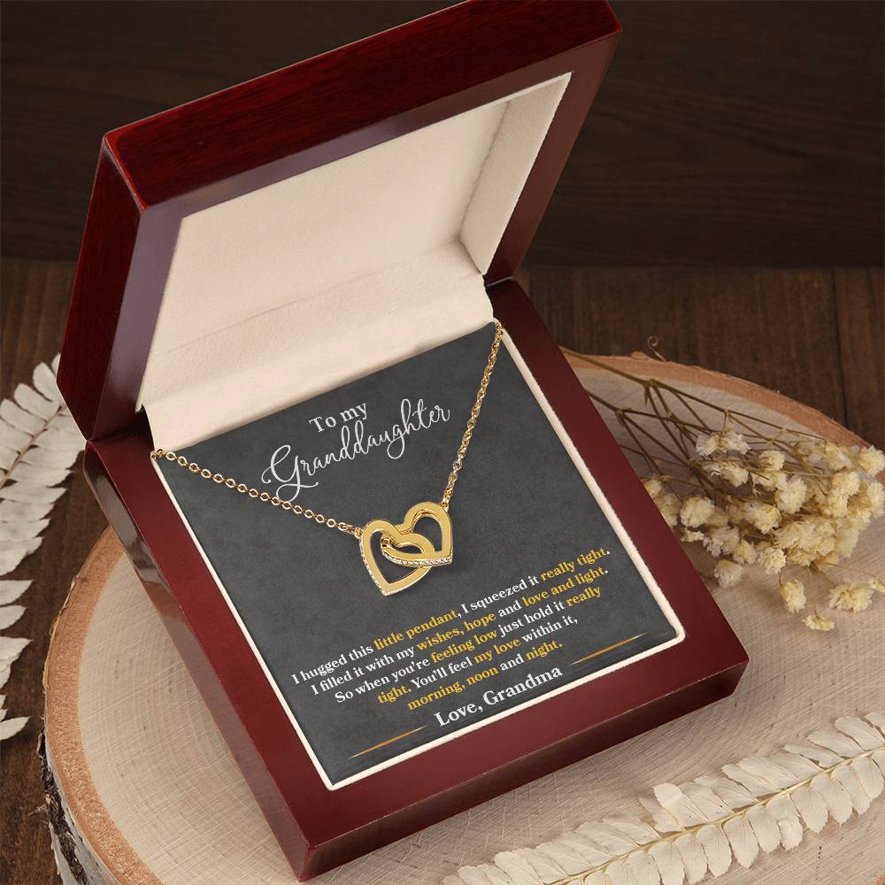 "Feel My Love" Necklace for Granddaughter | CZ Crystal Interlocking Hearts Keepsake