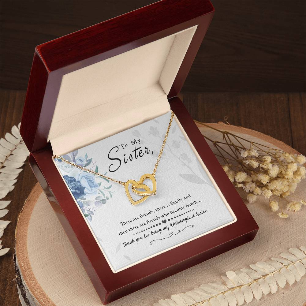 Sister Interlocking Hearts Necklace | CZ Crystal | Thank You Gift for Sister