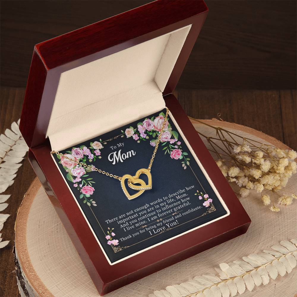 Mom Interlocking Hearts Necklace | CZ Crystal | Thank You Gift from Child