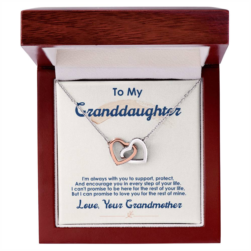 Granddaughter Interlocking Hearts Necklace | CZ Crystal Pendant | Sentimental Gift