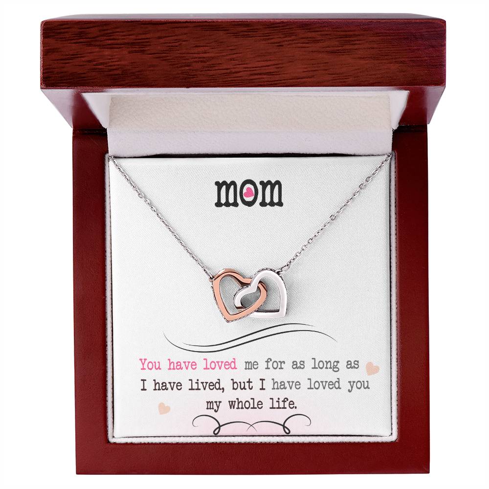 Mom Interlocking Hearts Necklace | CZ Crystal | Lifelong Love Gift from Child