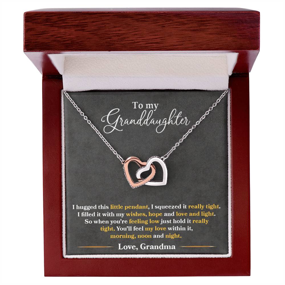 "Feel My Love" Necklace for Granddaughter | CZ Crystal Interlocking Hearts Keepsake