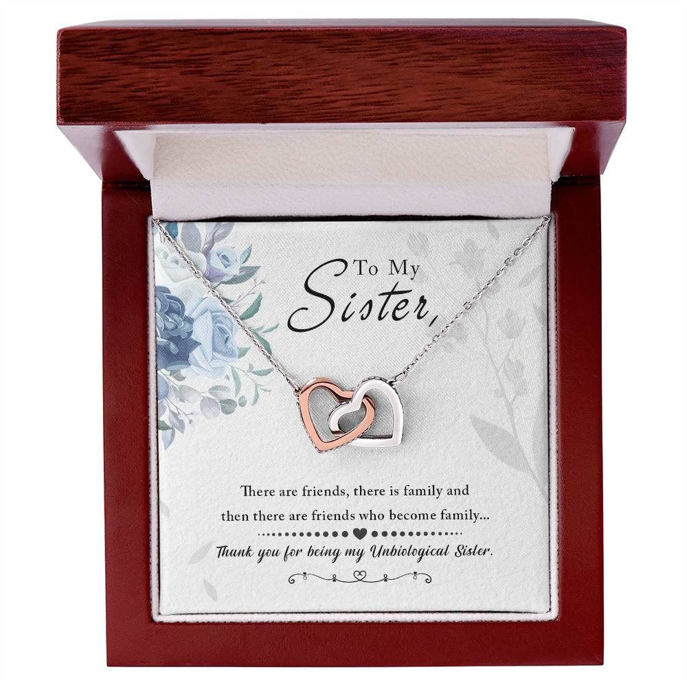 Sister Interlocking Hearts Necklace | CZ Crystal | Thank You Gift for Sister