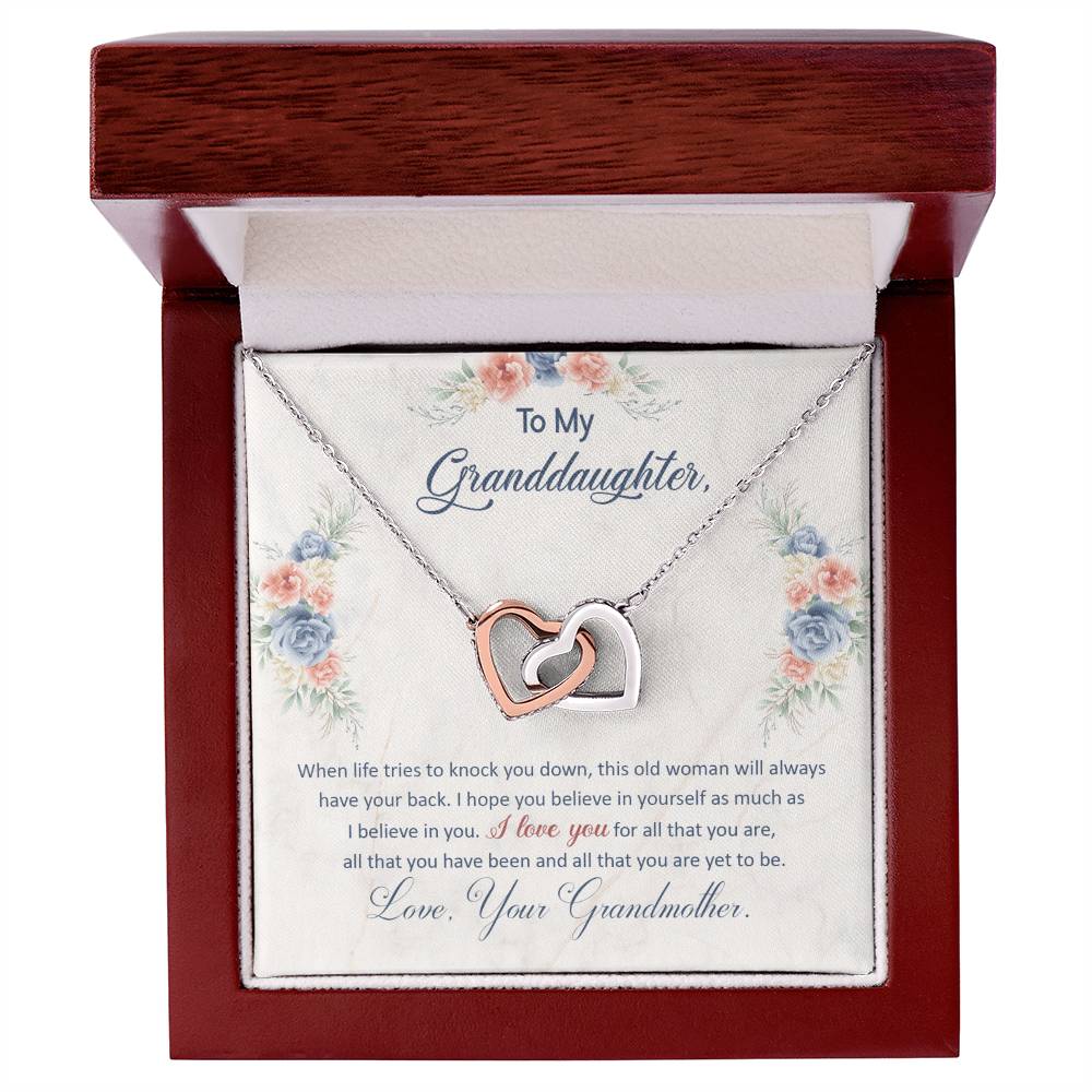 "I've Got Your Back" Necklace for Granddaughter | CZ Crystal Love Knot Gift