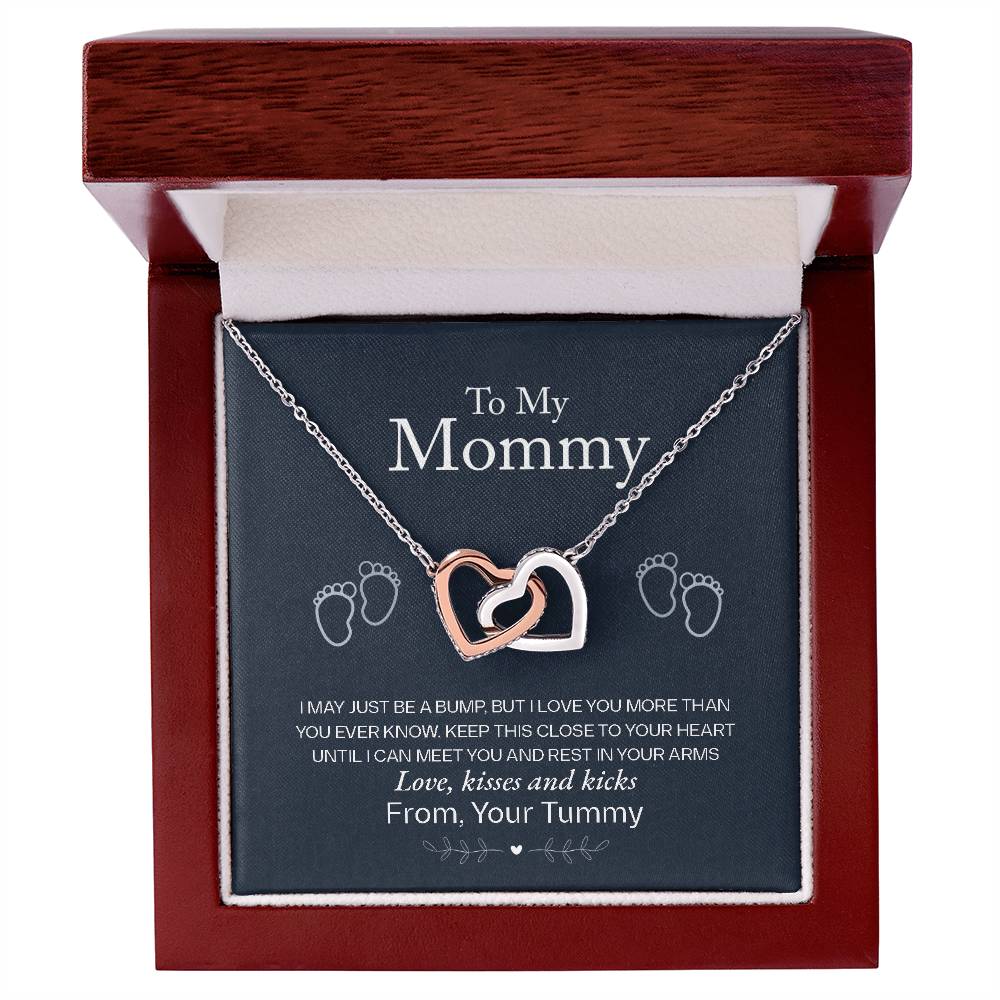 New Mom Interlocking Hearts Necklace | CZ Crystal | Baby Pregnancy Gift