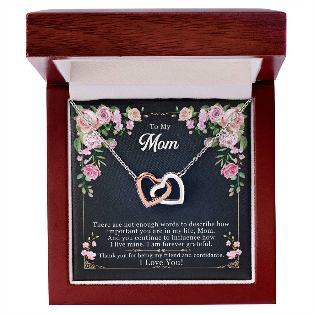 Mom Interlocking Hearts Necklace | CZ Crystal | Thank You Gift from Child