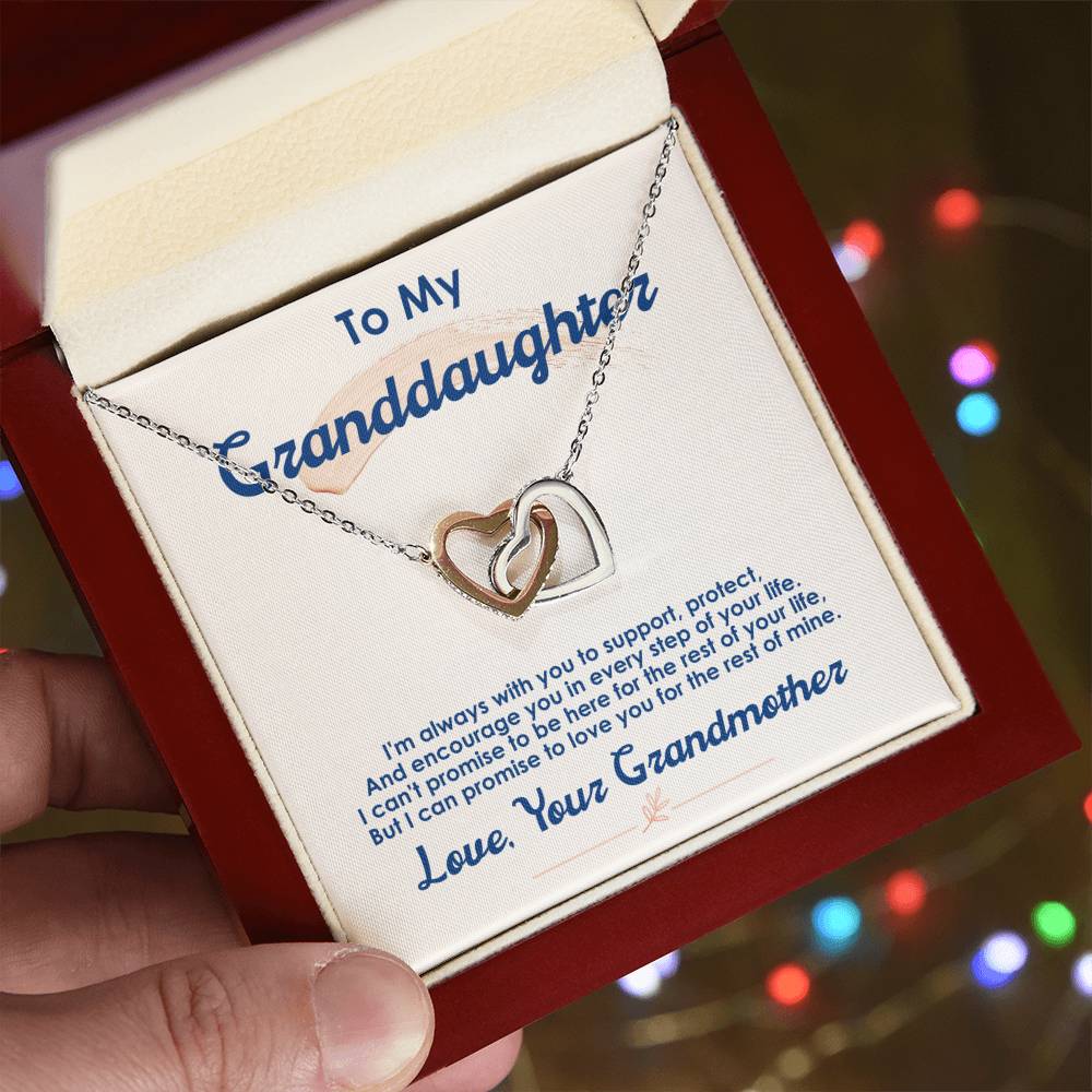 Granddaughter Interlocking Hearts Necklace | CZ Crystal Pendant | Sentimental Gift