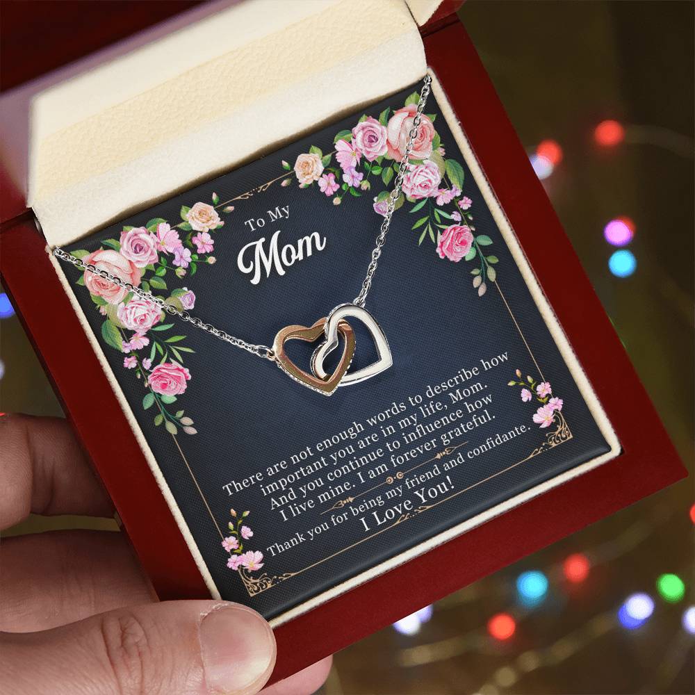Mom Interlocking Hearts Necklace | CZ Crystal | Thank You Gift from Child