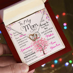 Mom Interlocking Hearts Necklace | CZ Crystal Gold Finish | Appreciation Gift