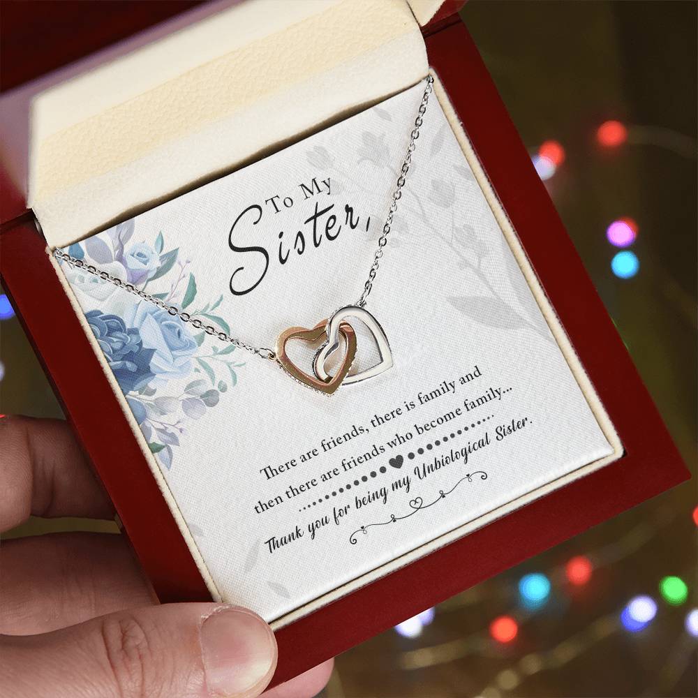 Sister Interlocking Hearts Necklace | CZ Crystal | Thank You Gift for Sister