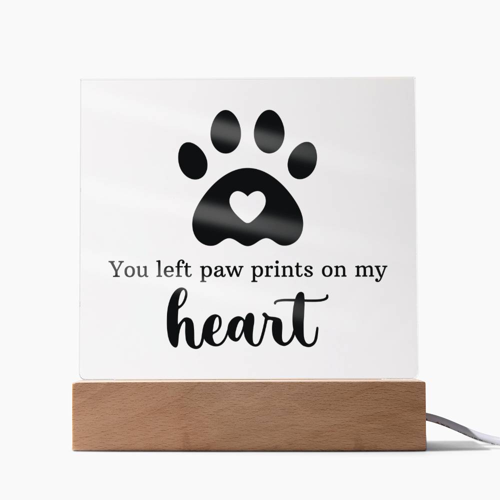 Pawprints in My Heart Keepsake Acrylic Plaque | Pet Memorial Gift