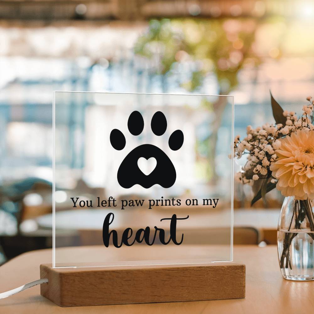 Pawprints in My Heart Keepsake Acrylic Plaque | Pet Memorial Gift